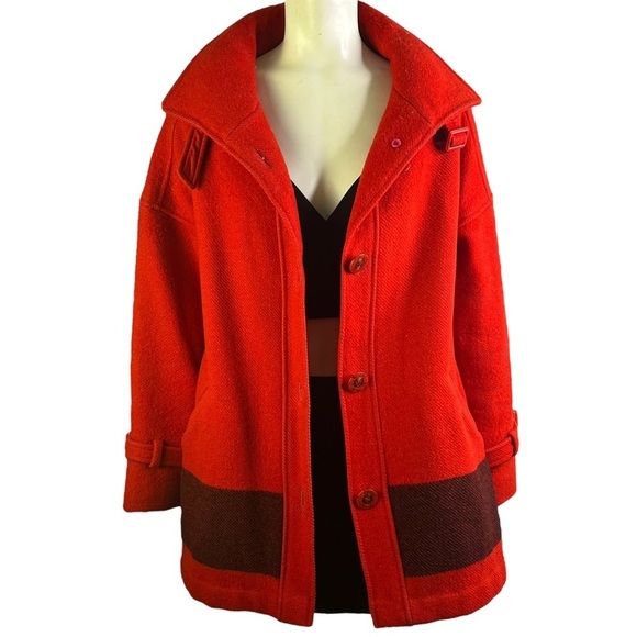 SHARDIK FLEECE RAINMASTER 100% WOOL COAT INUIT RED COAT VINTAGE WOVEN COAT SMALL - Picture 13 of 13